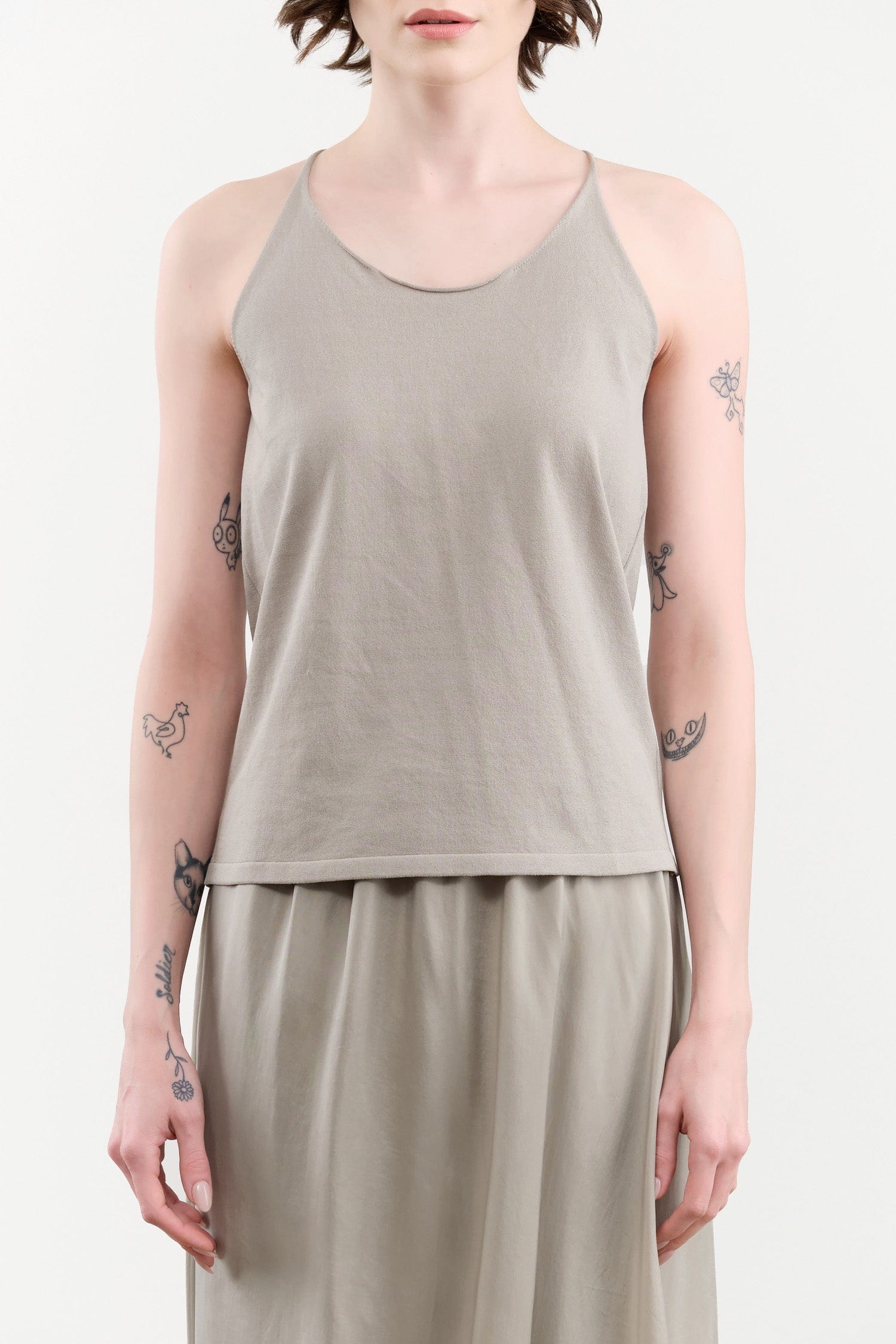 Evam Eva Apparel Womens Blouses Cotton Camisole in Grege