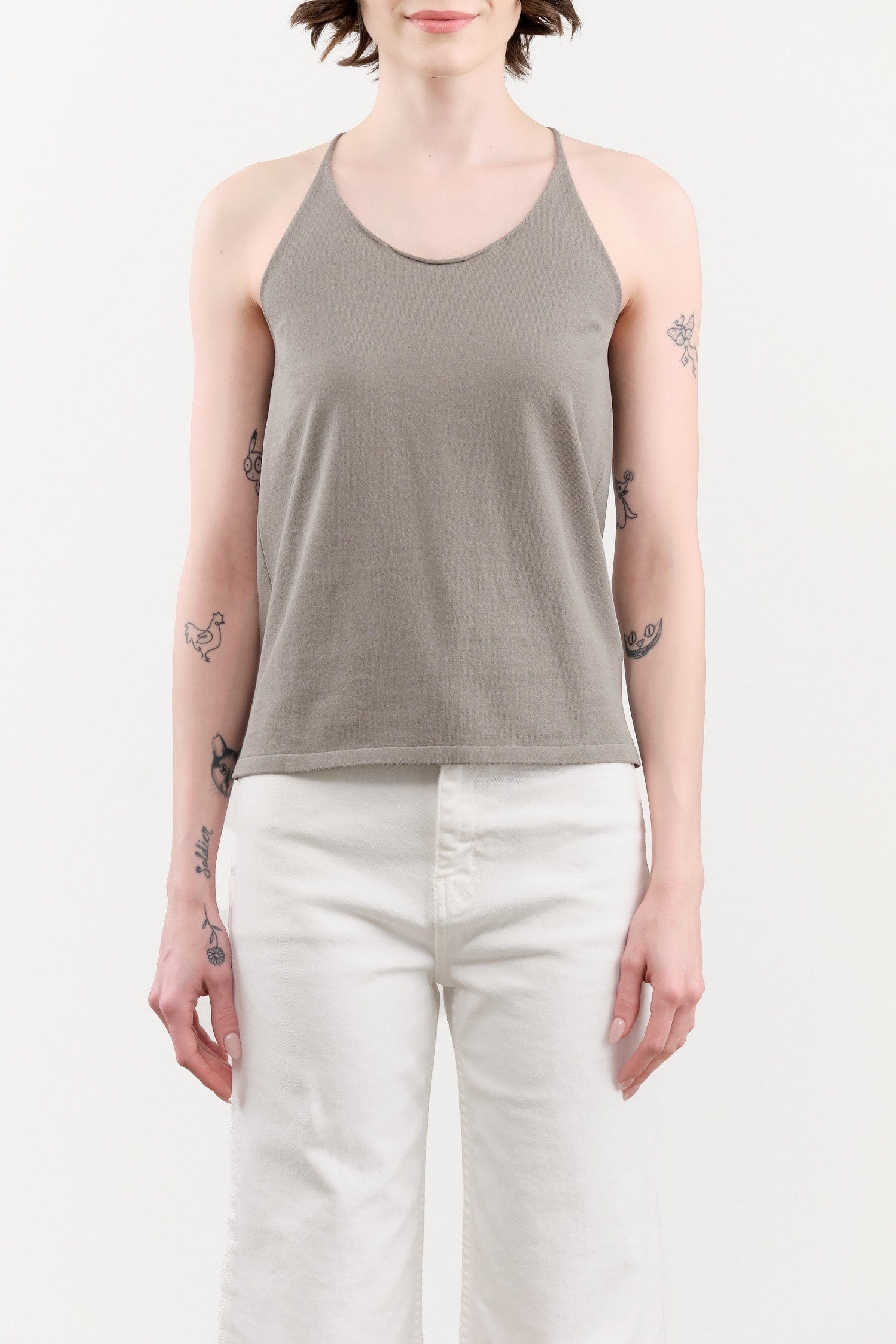 Evam Eva Apparel Womens Blouses Cotton Camisole in Otter Gray