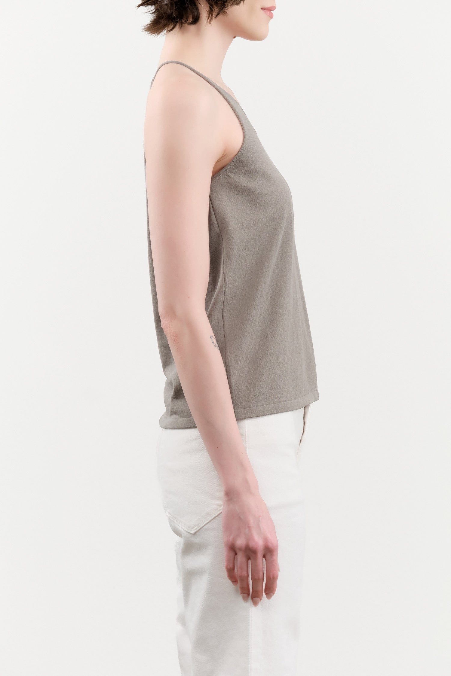 Evam Eva Apparel Womens Blouses Cotton Camisole in Otter Gray