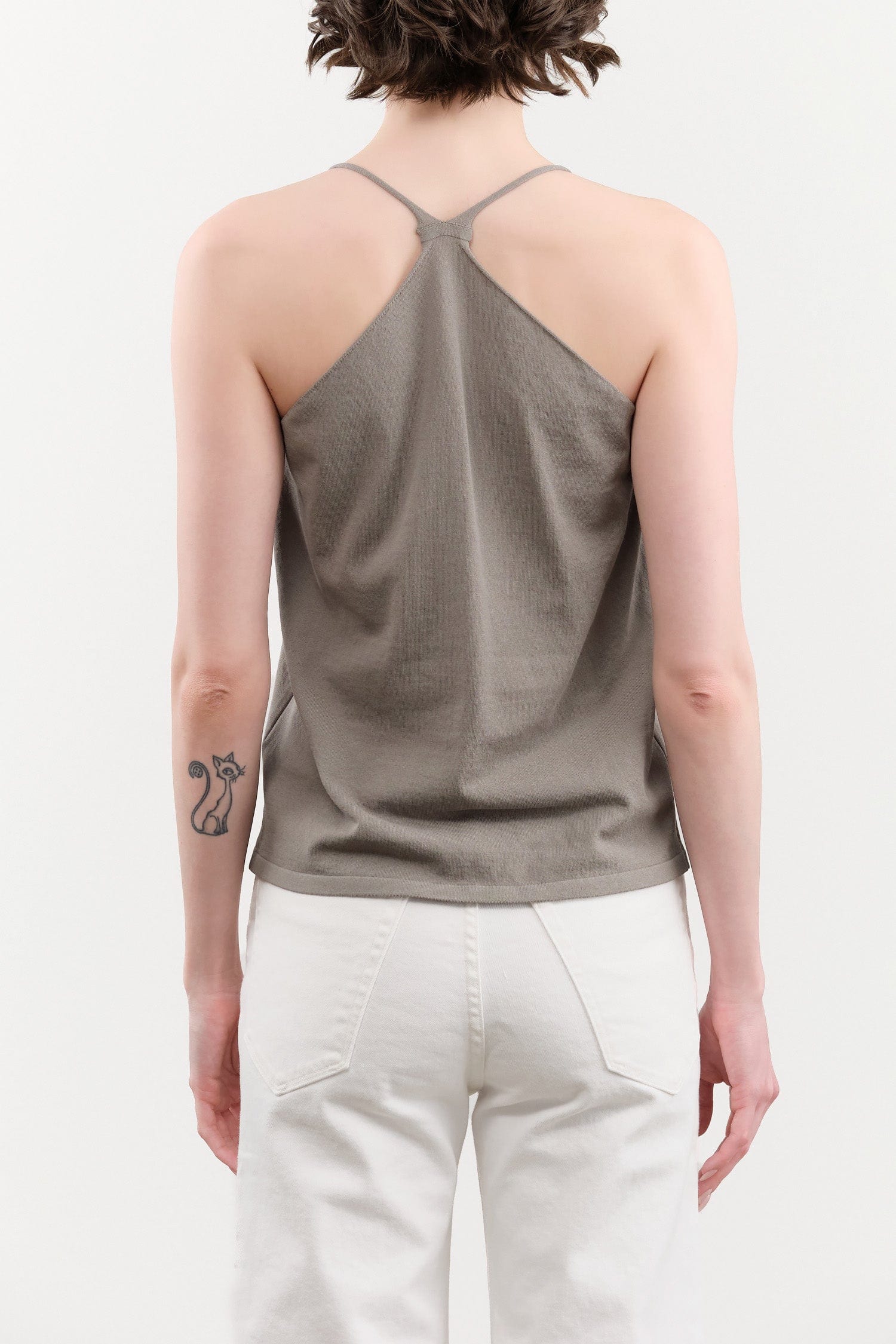 Evam Eva Apparel Womens Blouses Cotton Camisole in Otter Gray