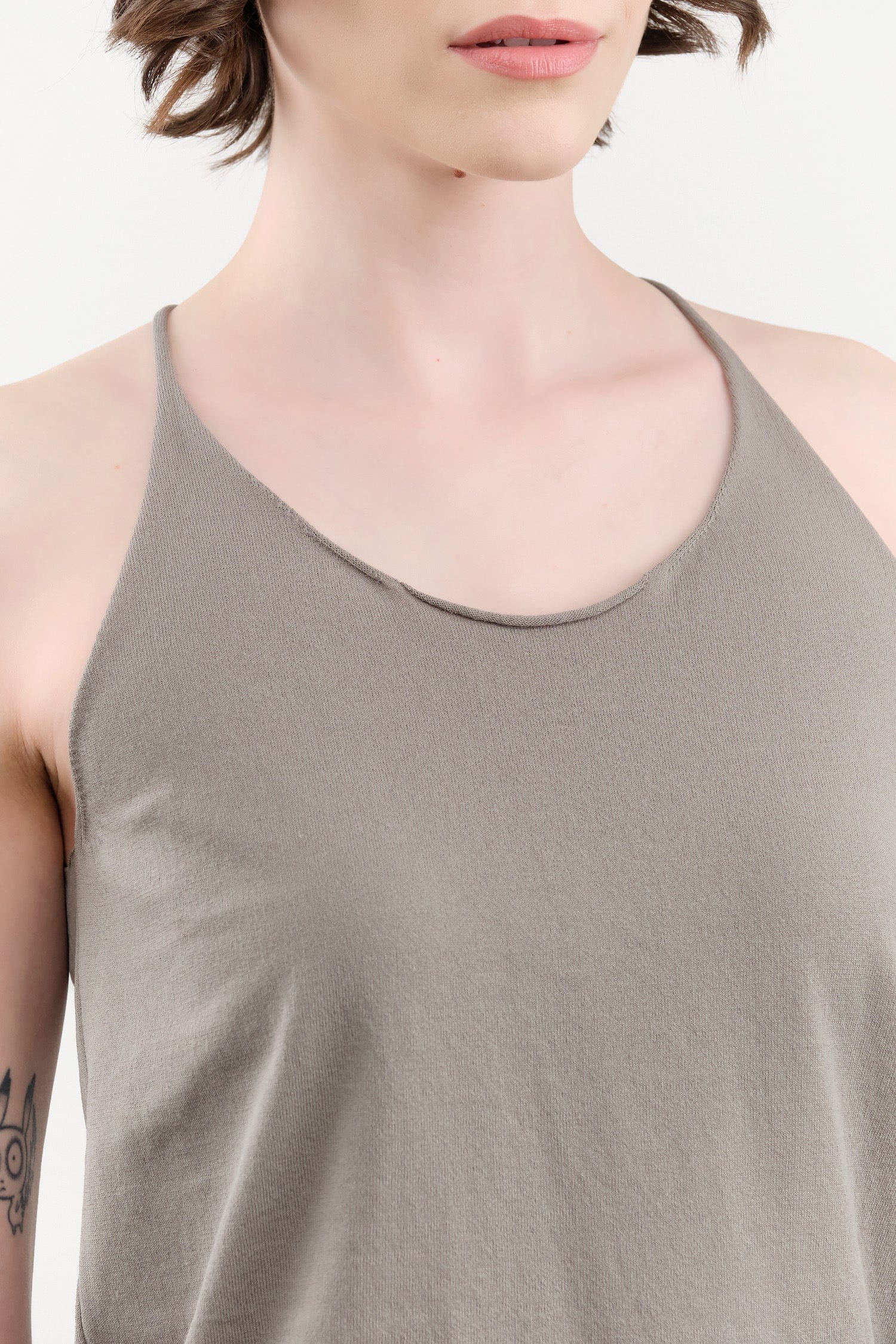 Evam Eva Apparel Womens Blouses Cotton Camisole in Otter Gray