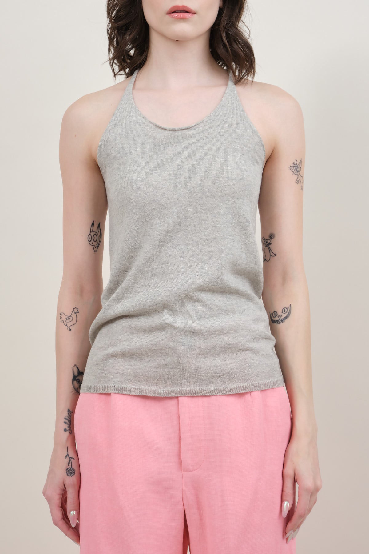 Front of Cotton Cashmere Camisole in Gray