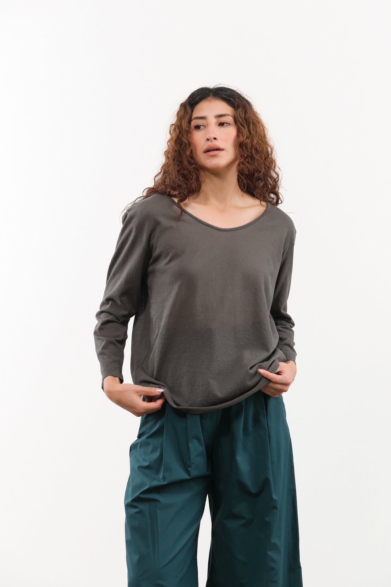 Evam Eva Apparel Womens Sweaters Cotton Pullover Blue Gray / 1