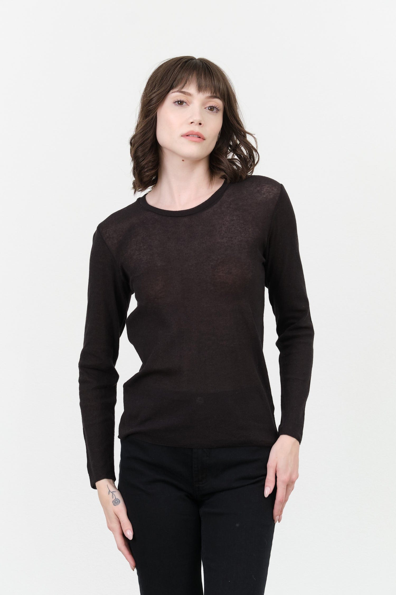Evam Eva Apparel Womens Sweaters Cotton Pullover in Sumi Sumi / 1