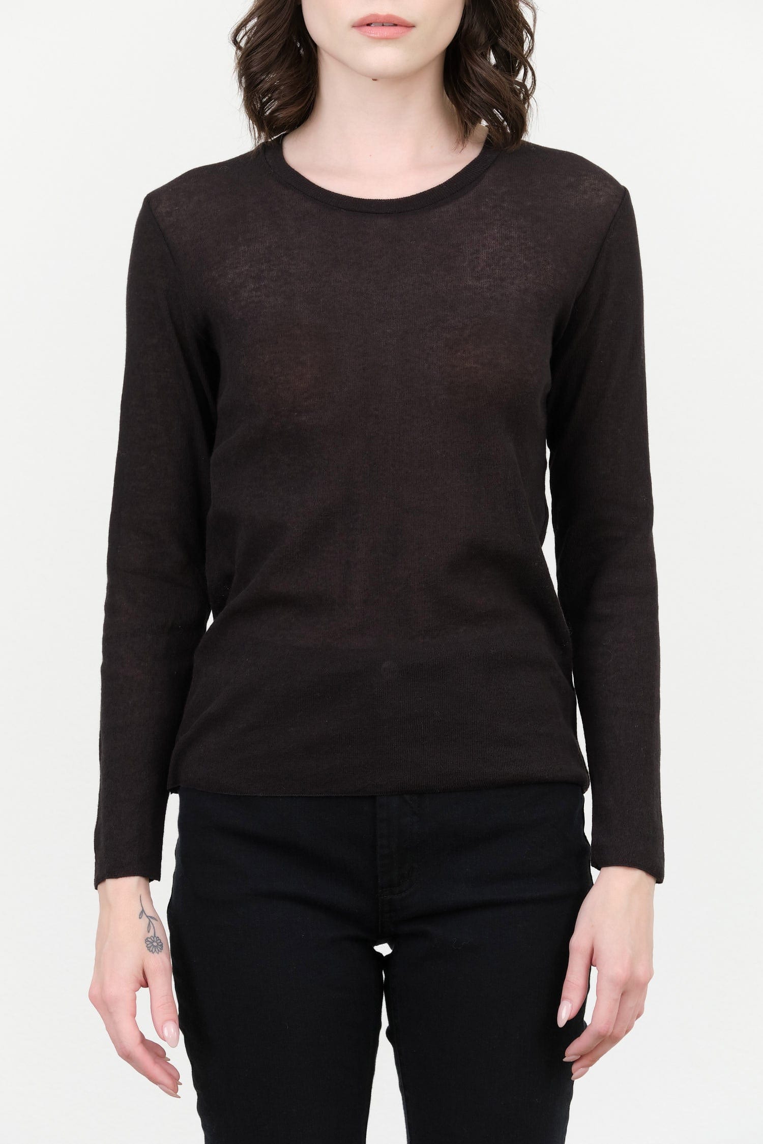 Evam Eva Apparel Womens Sweaters Cotton Pullover in Sumi
