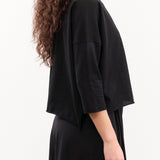 Evam Eva Apparel Womens Sweaters Cotton Wide Pullover in Sumi