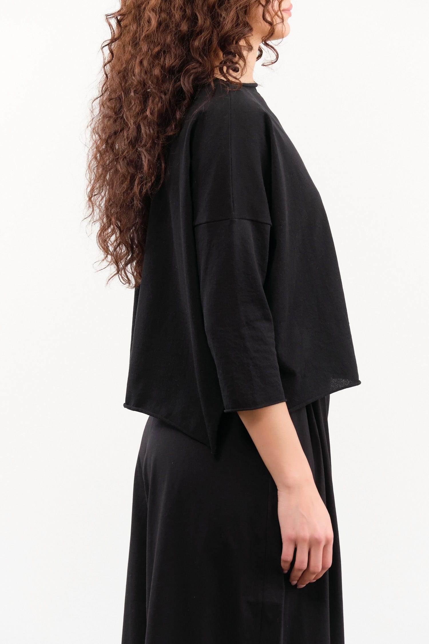 Evam Eva Apparel Womens Sweaters Cotton Wide Pullover in Sumi