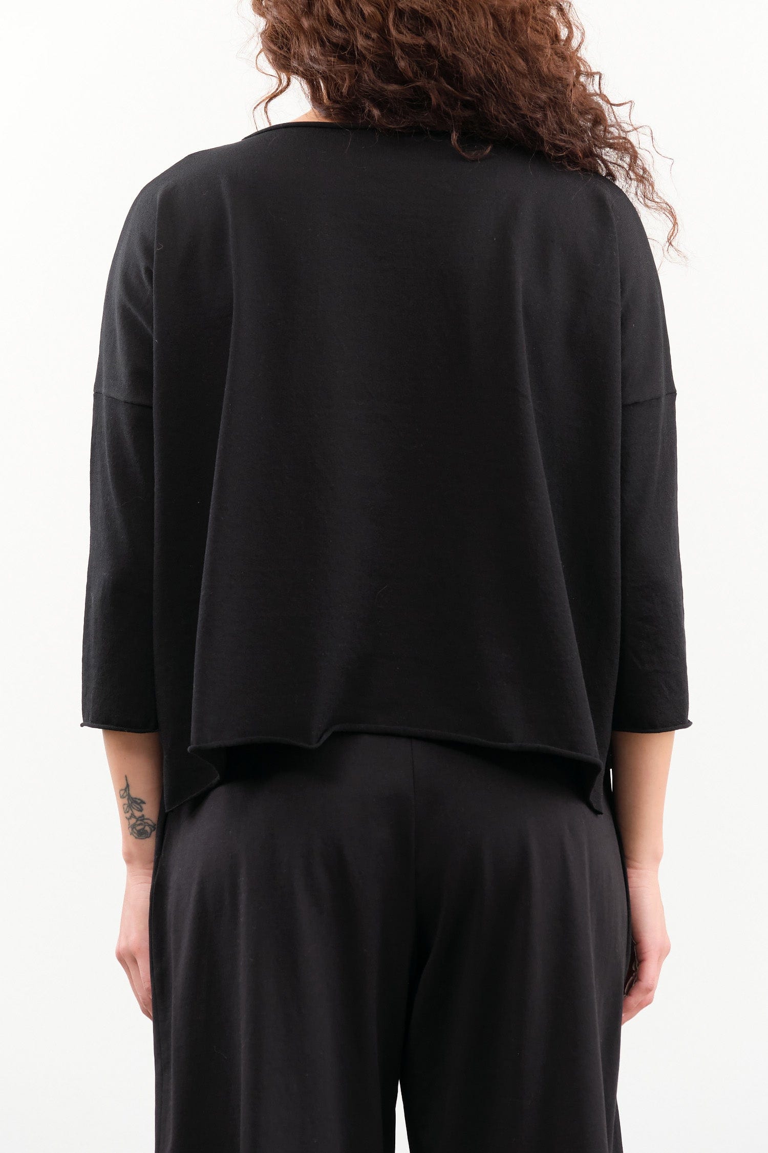 Evam Eva Apparel Womens Sweaters Cotton Wide Pullover in Sumi