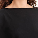 Evam Eva Apparel Womens Sweaters Cotton Wide Pullover in Sumi