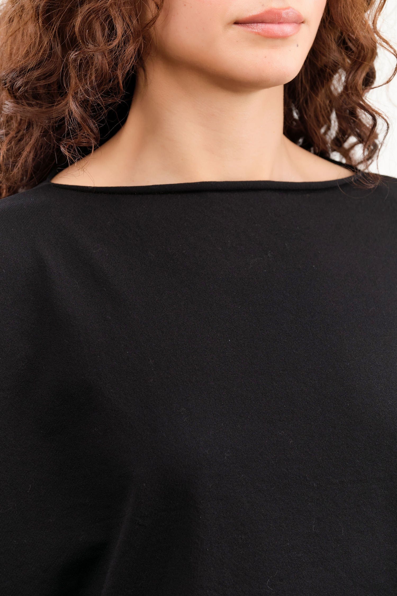 Evam Eva Apparel Womens Sweaters Cotton Wide Pullover in Sumi