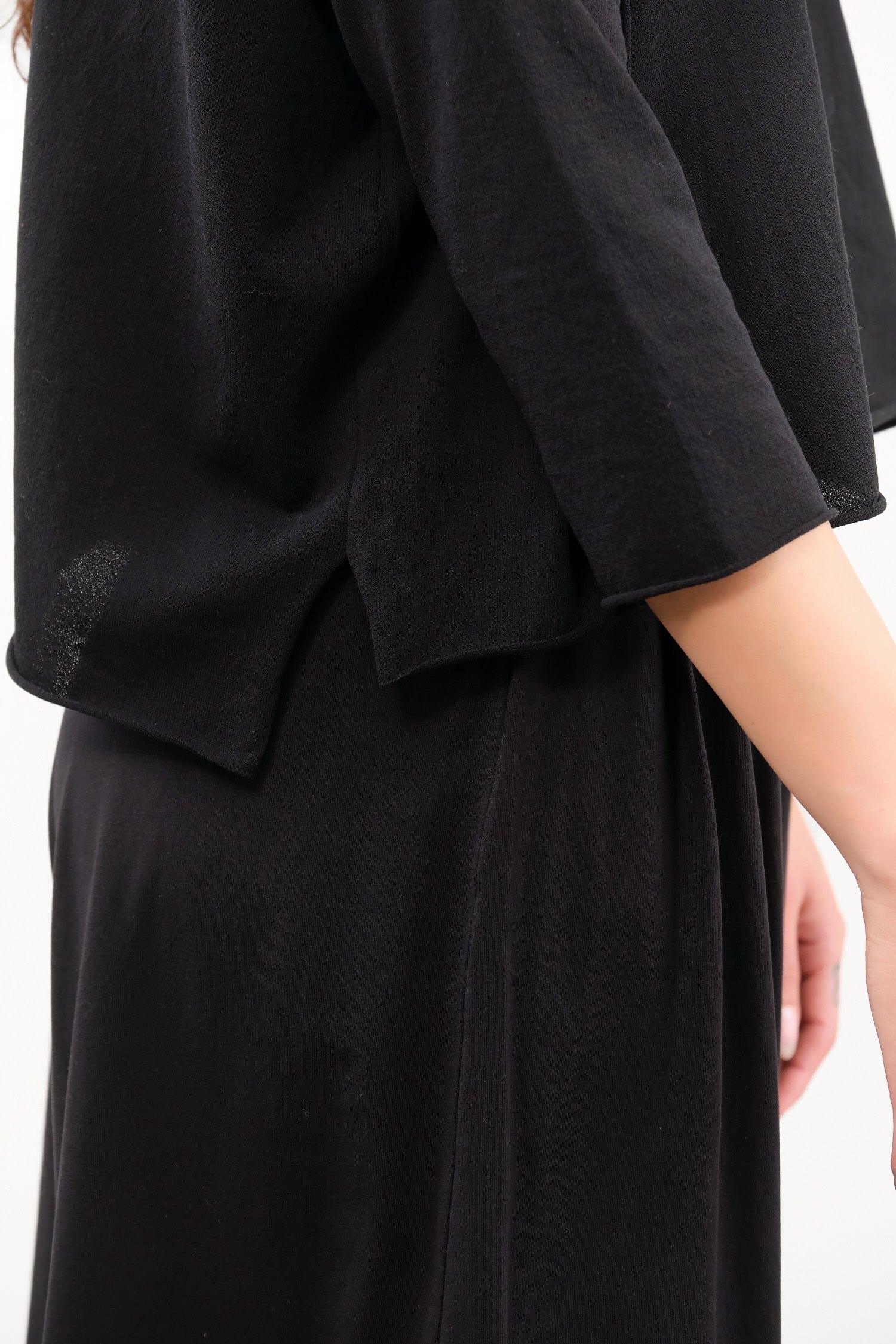Evam Eva Apparel Womens Sweaters Cotton Wide Pullover in Sumi