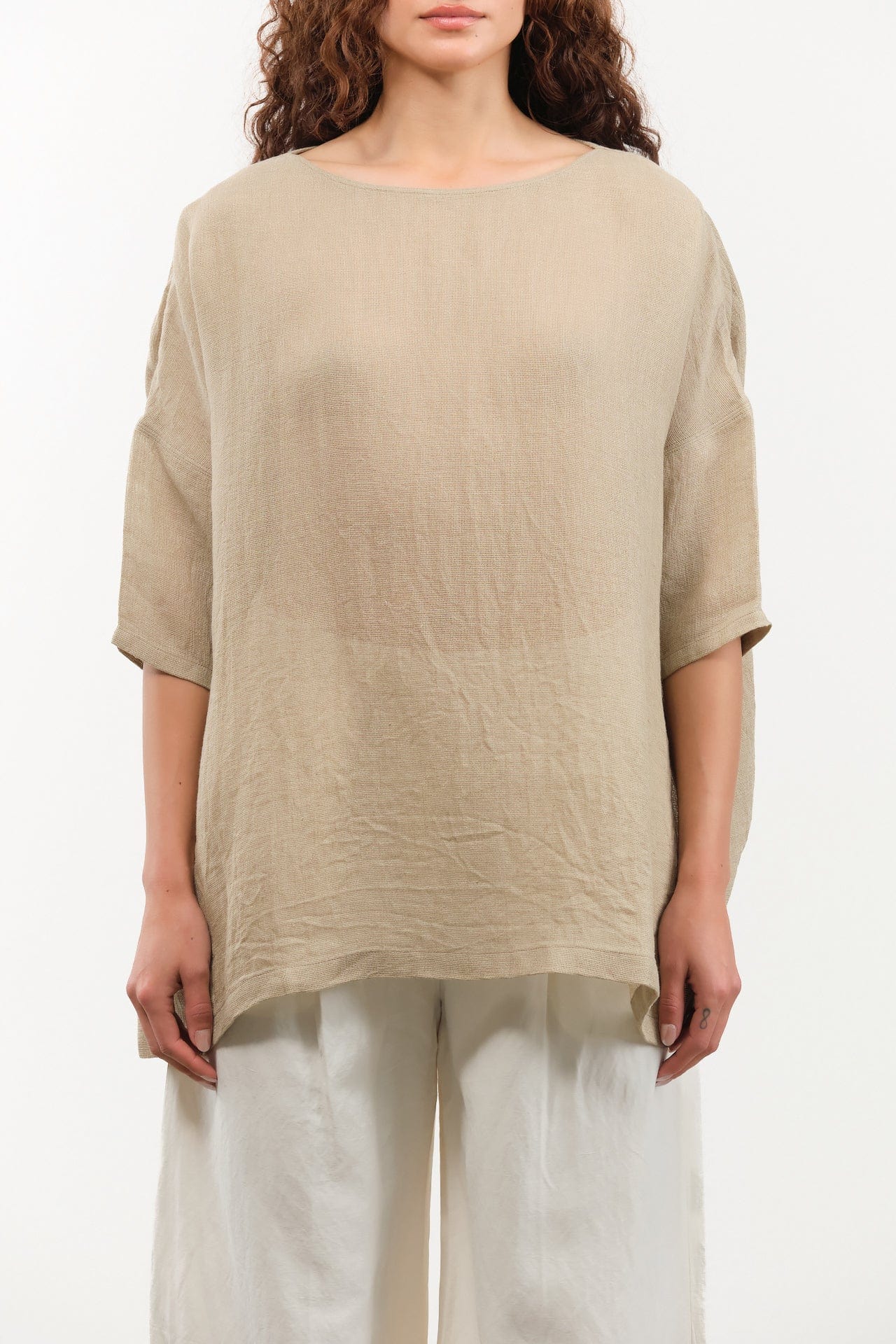 Evam Eva Apparel Womens Sweaters Linen Pullover in Amber Amber / One Size
