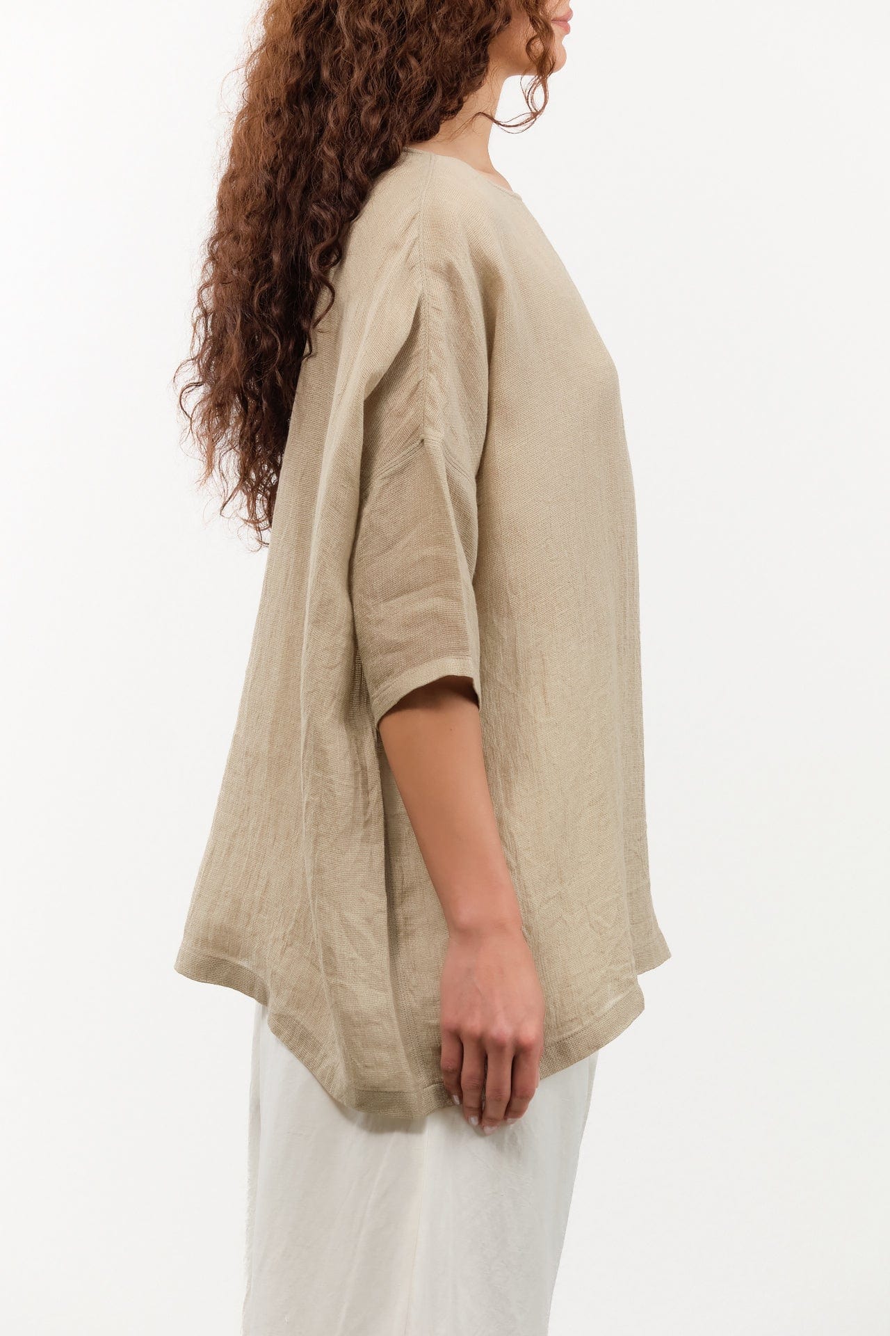 Evam Eva Apparel Womens Sweaters Linen Pullover in Amber Amber / One Size