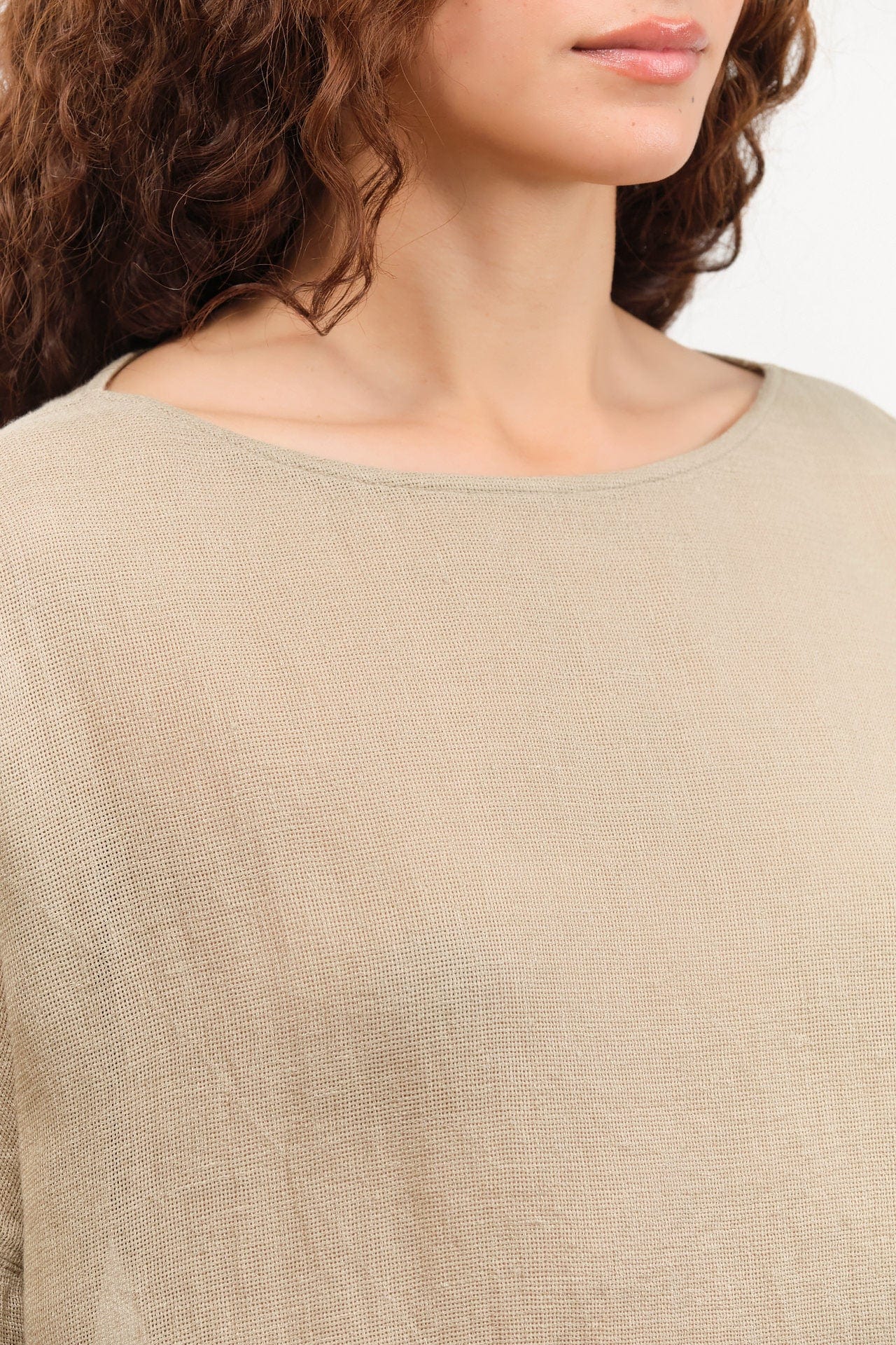 Evam Eva Apparel Womens Sweaters Linen Pullover in Amber Amber / One Size