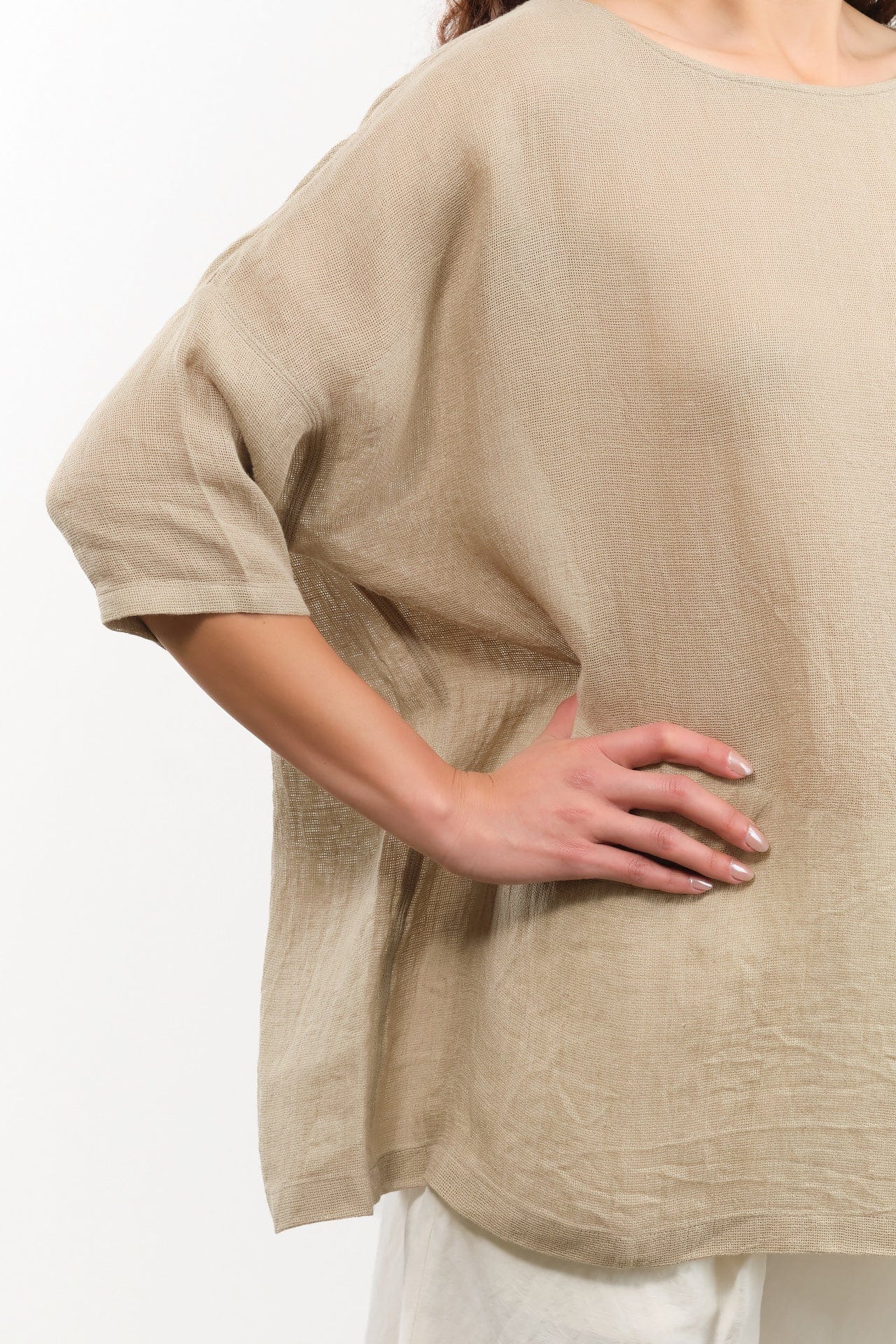 Evam Eva Apparel Womens Sweaters Linen Pullover in Amber Amber / One Size