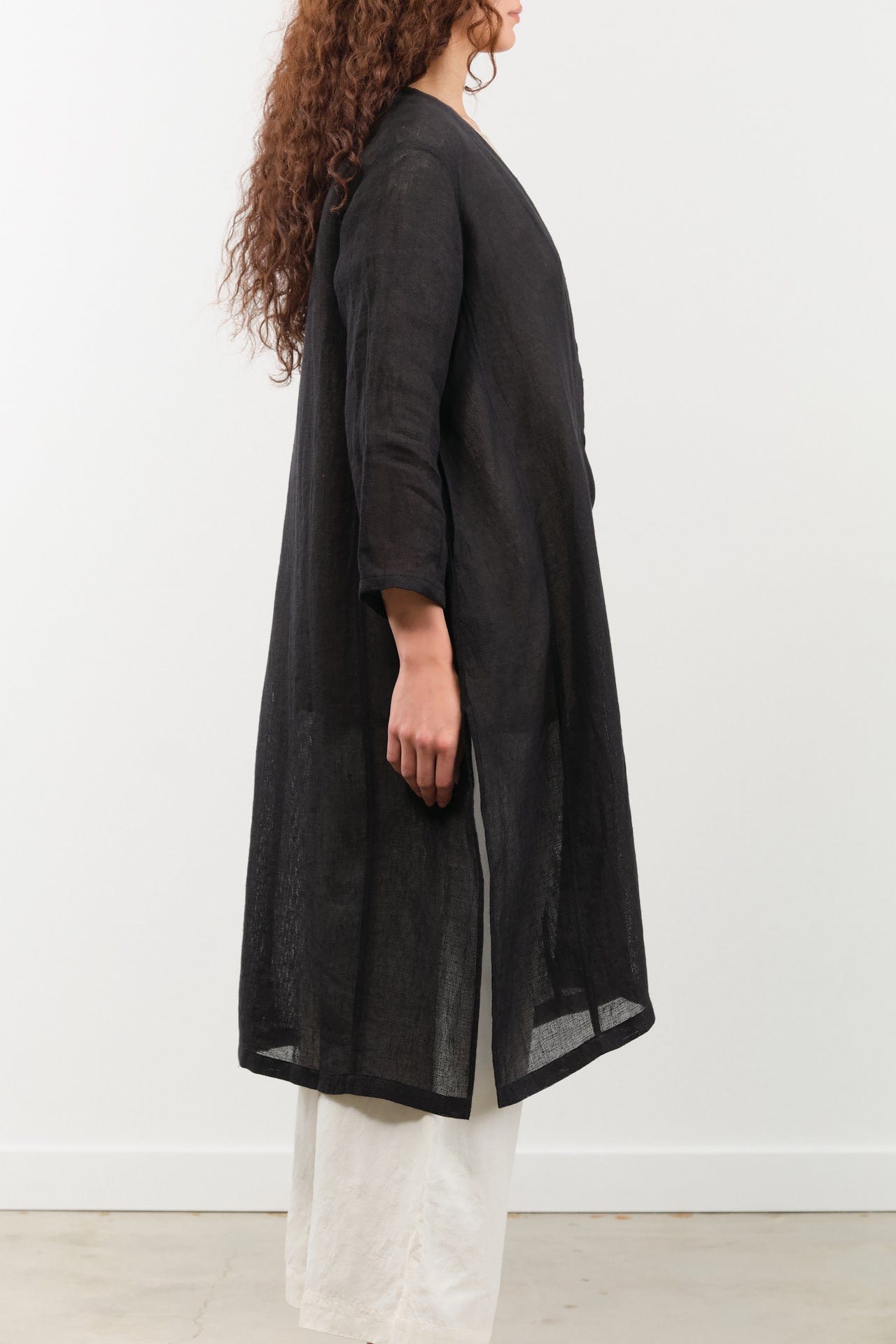 Evam Eva Apparel Womens Sweaters Linen Robe Sumi / One Size