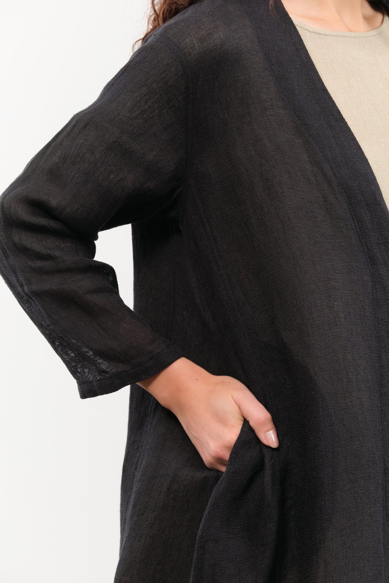 Evam Eva Apparel Womens Sweaters Linen Robe Sumi / One Size