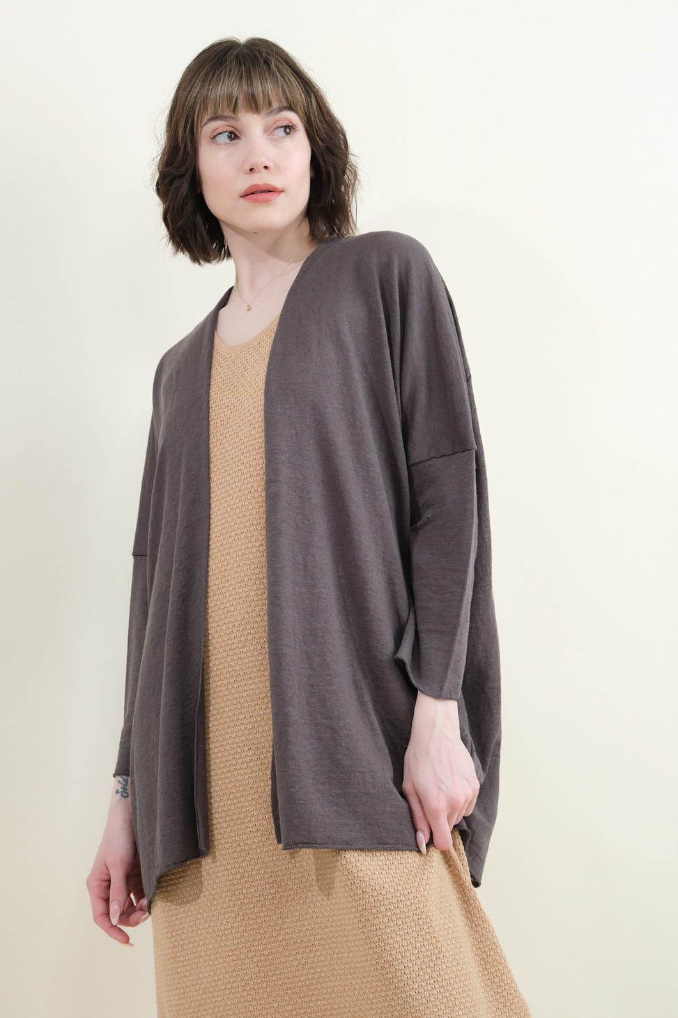 Evam Eva Linen Robe in Stone Gray