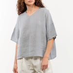 Evam Eva Apparel Womens Sweaters Linen Stitches Pullover in Fog Fog / One Size