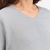 Evam Eva Apparel Womens Sweaters Linen Stitches Pullover in Fog Fog / One Size