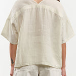 Evam Eva Apparel Womens Sweaters Linen Stitches Pullover in Ivory Ivory / One Size