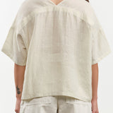 Evam Eva Apparel Womens Sweaters Linen Stitches Pullover in Ivory Ivory / One Size