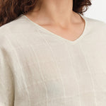 Evam Eva Apparel Womens Sweaters Linen Stitches Pullover in Ivory Ivory / One Size