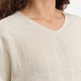 Evam Eva Apparel Womens Sweaters Linen Stitches Pullover in Ivory Ivory / One Size