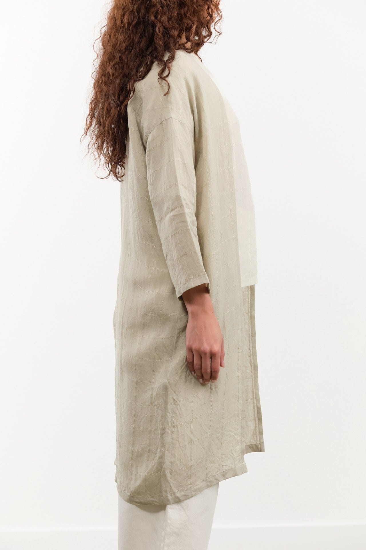Evam Eva Apparel Womens Sweaters Linen Stitches Robe Grege / One Size
