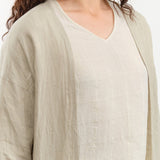 Evam Eva Apparel Womens Sweaters Linen Stitches Robe Grege / One Size