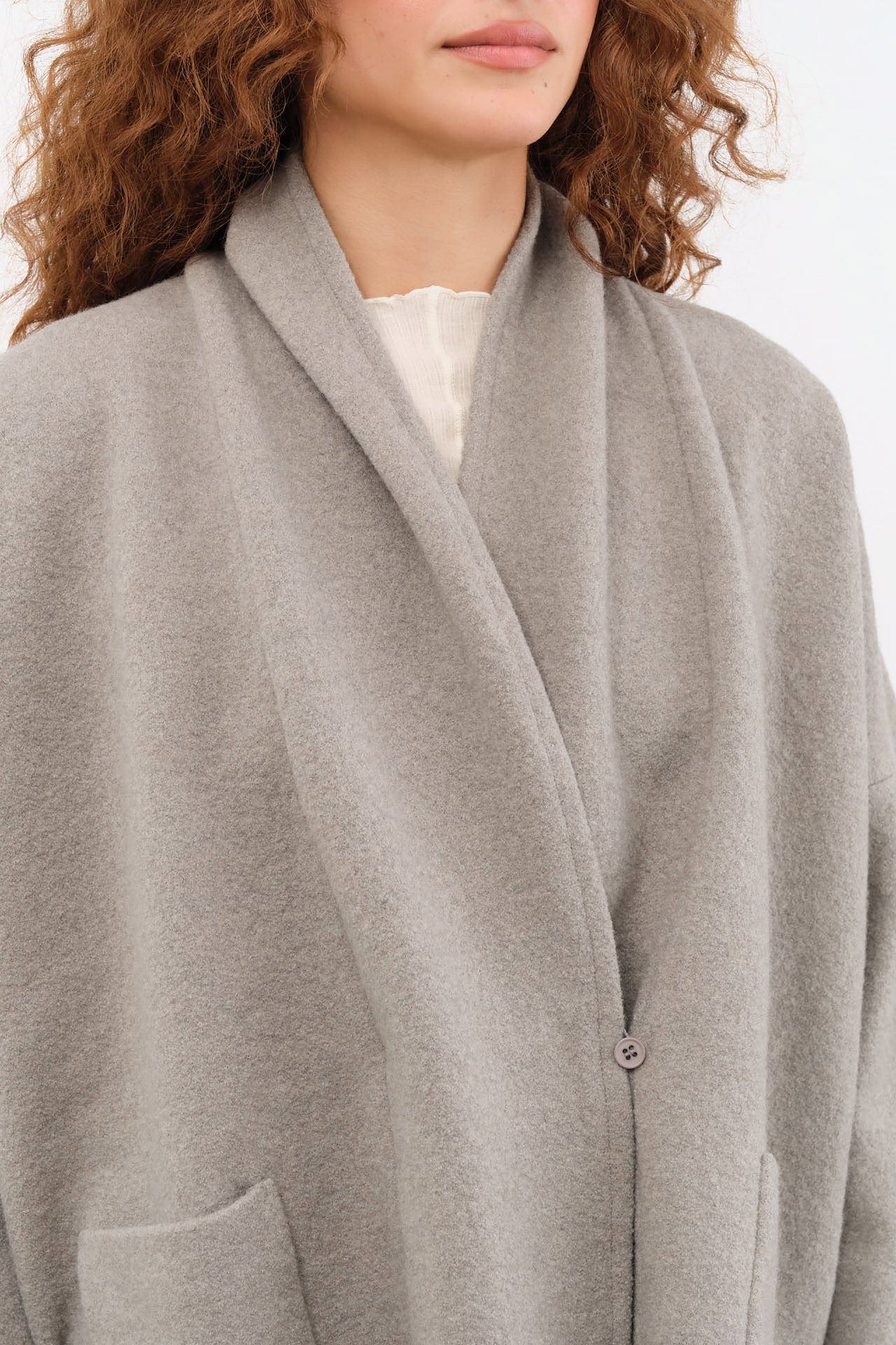 Evam Eva Apparel Womens Outerwear Press Wool Robe Mocha / One Size