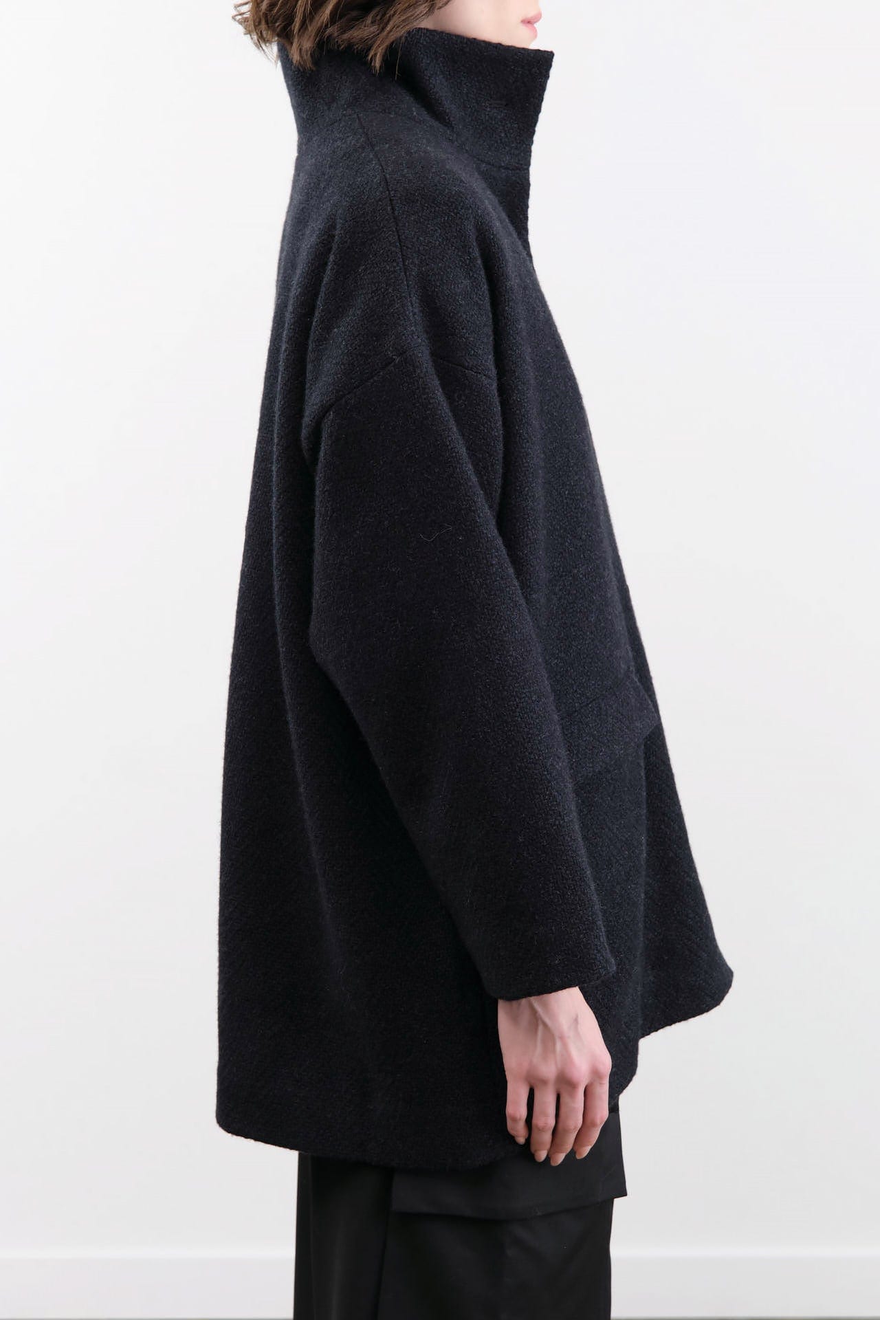 Evam Eva Apparel Womens Outerwear Renew-Wool Stand Short Coat