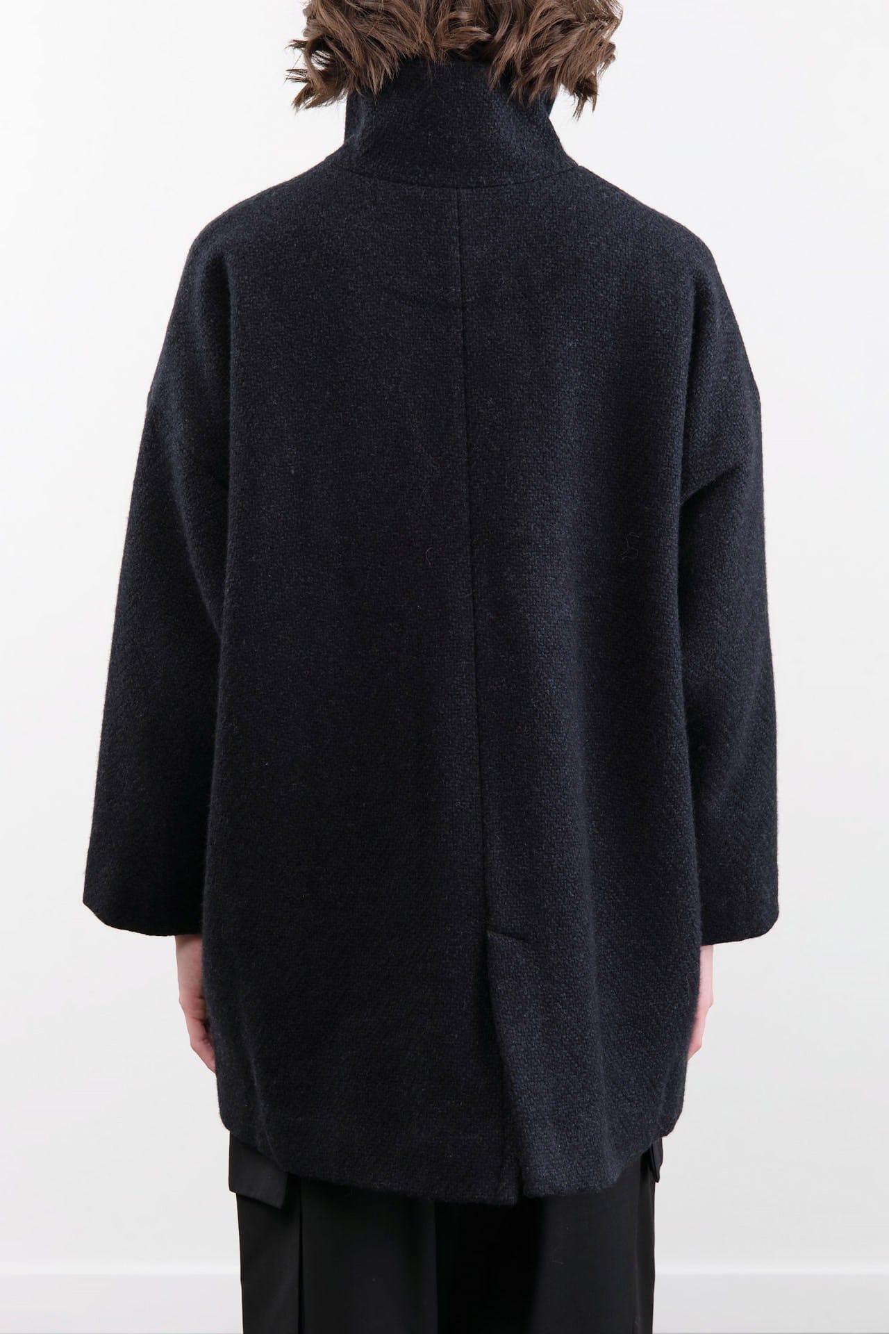 Evam Eva Apparel Womens Outerwear Renew-Wool Stand Short Coat
