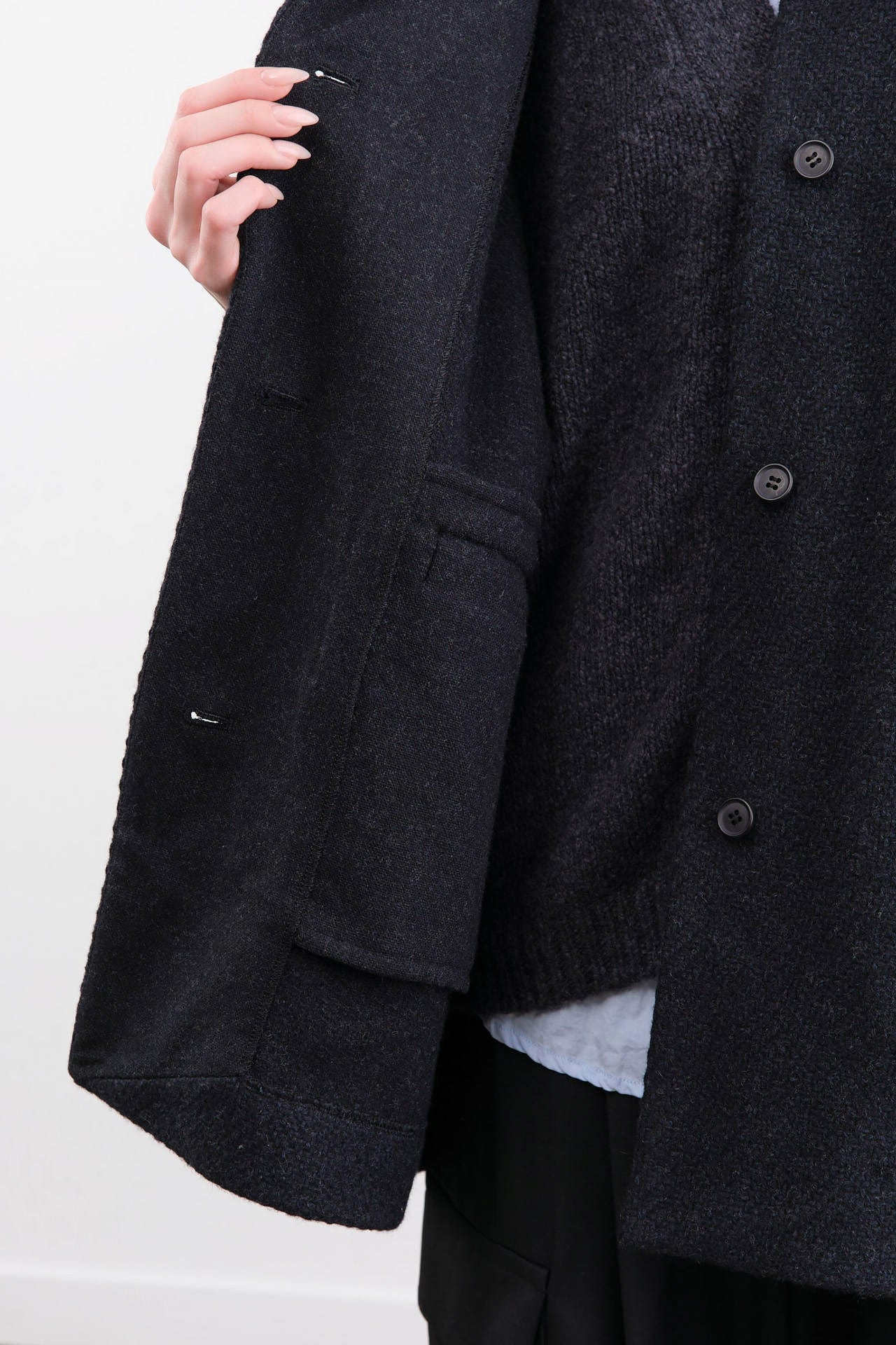Evam Eva Apparel Womens Outerwear Renew-Wool Stand Short Coat