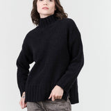 Evam Eva Apparel Womens Sweaters Renew-Wool Turtleneck in Charcoal Charcoal / 1