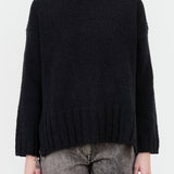 Evam Eva Apparel Womens Sweaters Renew-Wool Turtleneck in Charcoal