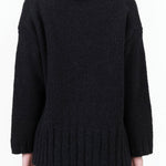 Evam Eva Apparel Womens Sweaters Renew-Wool Turtleneck in Charcoal