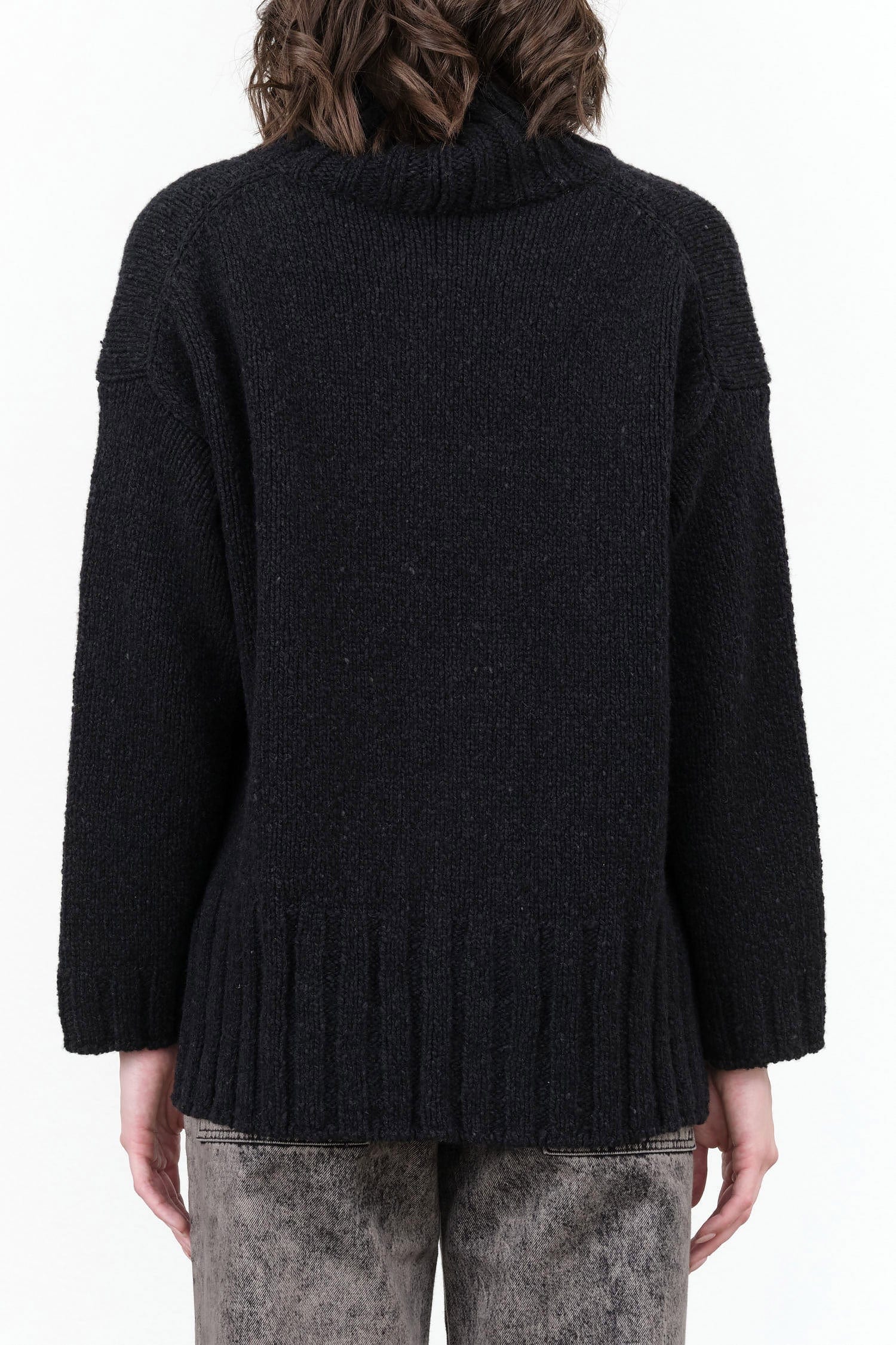 Evam Eva Apparel Womens Sweaters Renew-Wool Turtleneck in Charcoal