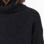 Evam Eva Apparel Womens Sweaters Renew-Wool Turtleneck in Charcoal