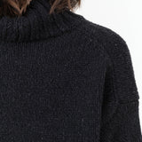 Evam Eva Apparel Womens Sweaters Renew-Wool Turtleneck in Charcoal