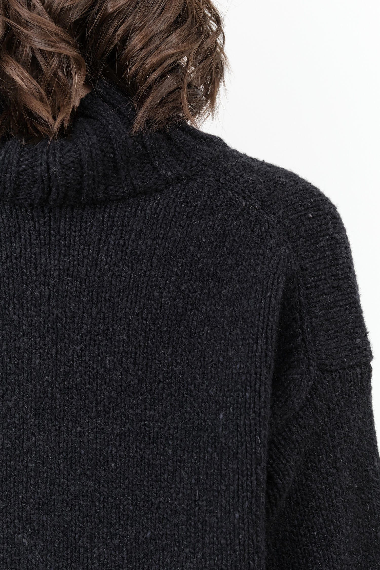 Evam Eva Apparel Womens Sweaters Renew-Wool Turtleneck in Charcoal