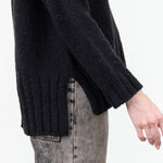 Evam Eva Apparel Womens Sweaters Renew-Wool Turtleneck in Charcoal