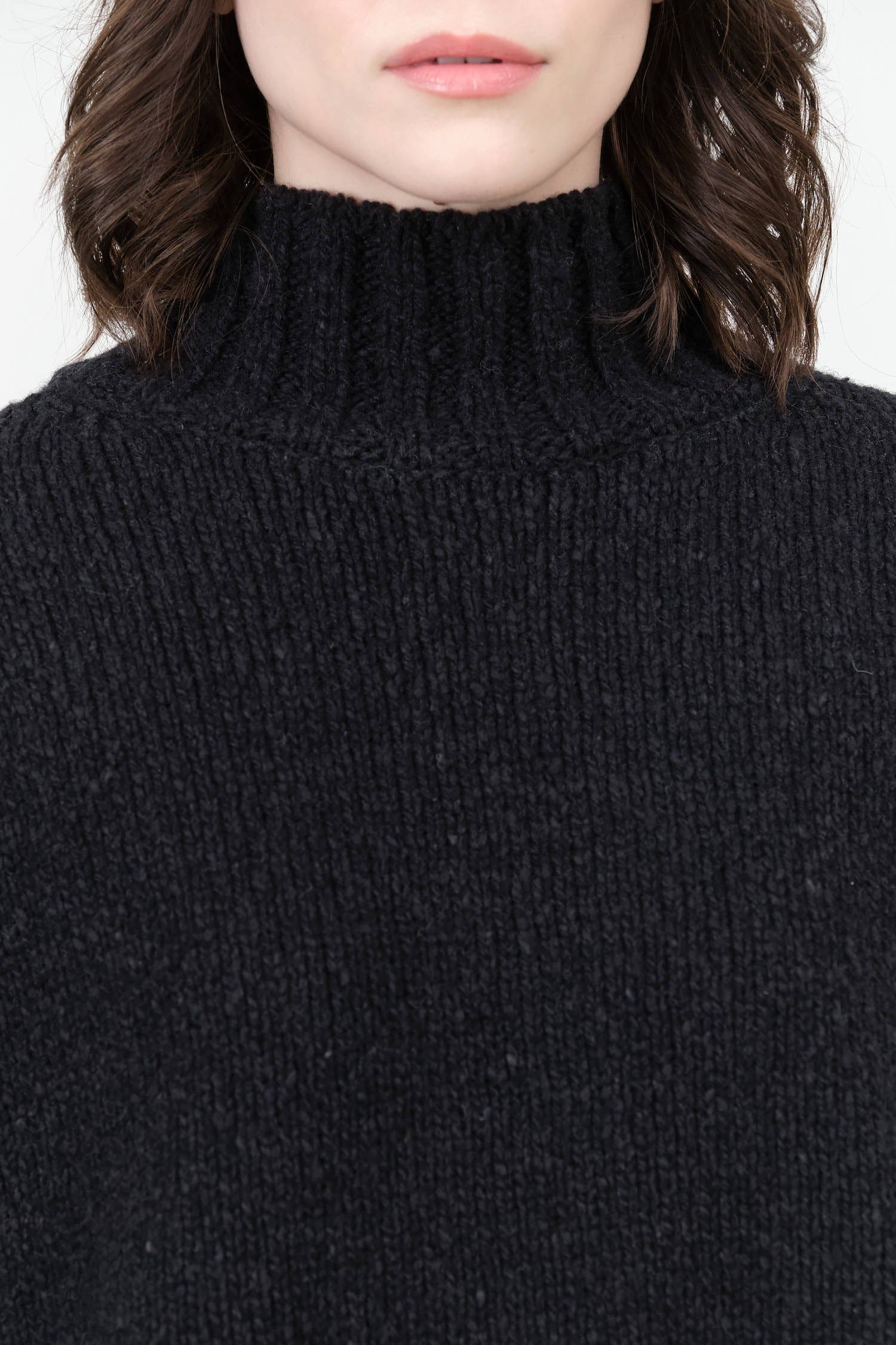 Evam Eva Apparel Womens Sweaters Renew-Wool Turtleneck in Charcoal