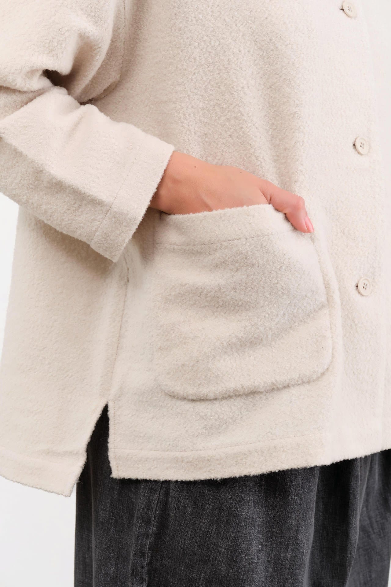 Evam Eva Apparel Womens Jackets Wool Boucle Jacket
