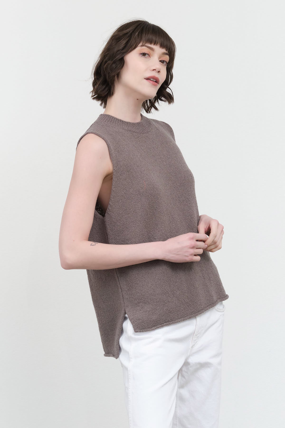 Styled Wool Lily Vest in Otter Gray