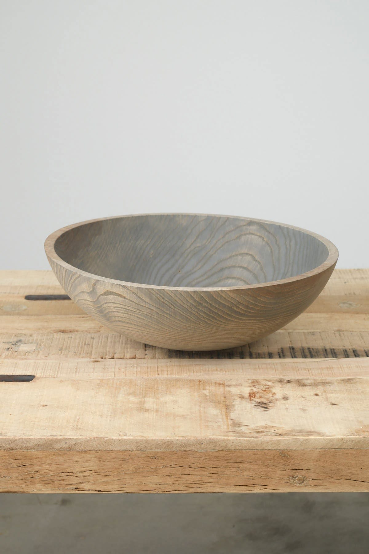 Farmhouse Pottery Home Kitchen Serving 15" Crafted Wooden Bowl Ash / Grey