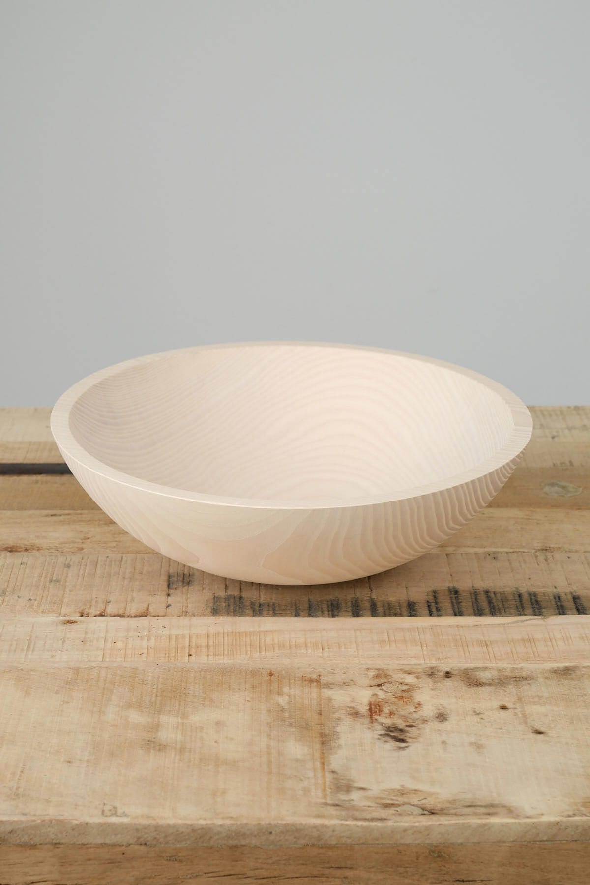 Farmhouse Pottery Home Kitchen Serving 17" Crafted Wooden Bowl Ash / White