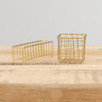 Fog Linen Work Home Baskets Narrow Brass Wire Basket Brass / 8" L X 2.5" W X 3" H