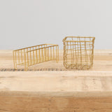 Fog Linen Work Home Baskets Narrow Brass Wire Basket Brass / 8" L X 2.5" W X 3" H