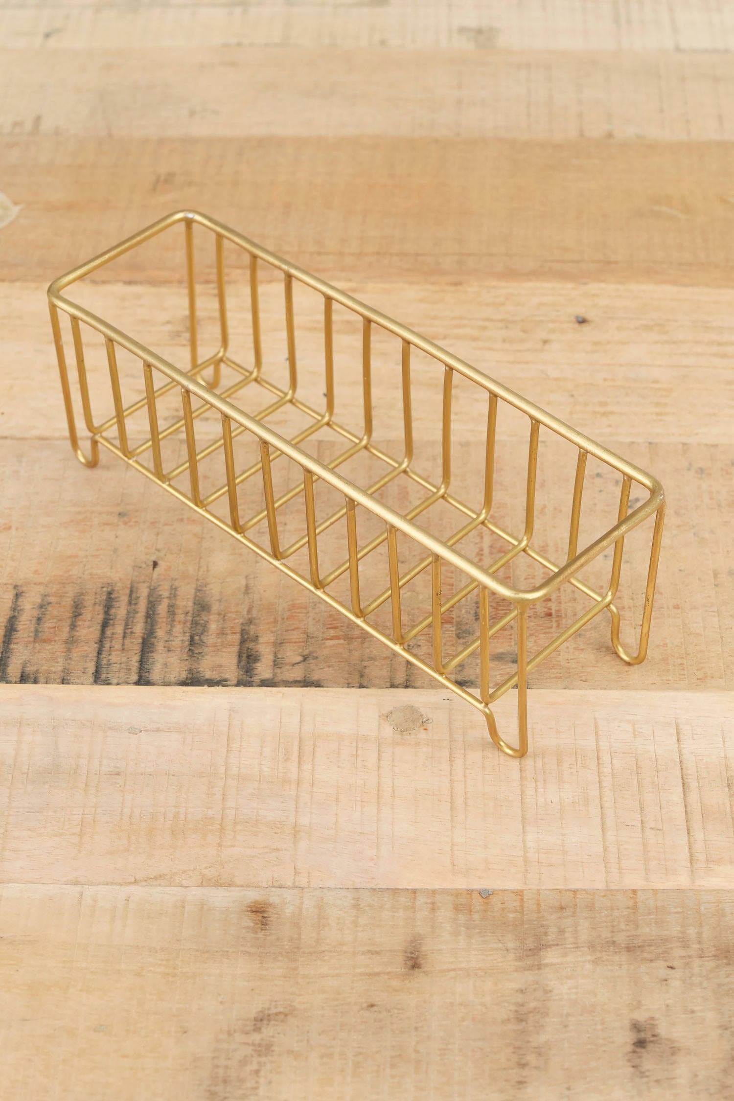 Fog Linen Work Home Baskets Narrow Brass Wire Basket Brass / 8" L X 2.5" W X 3" H